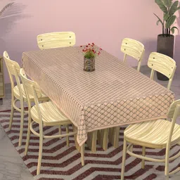 Aura Gold-Toned & Grey Printed Cotton Anti-Skid 4-Seater Table Cover-25