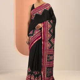 Libas Solid Zari Saree with Ethnic Motifs Printed border-10