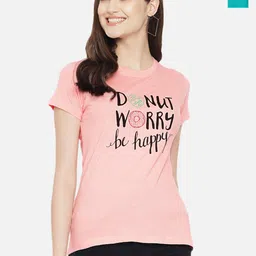 Dreambe Women Pack Of 2 Graphic Printed Round Neck Cotton T-shirts-picture-26