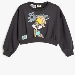 Koton Girls Cotton Printed Round Neck Long Sleeves Crop Sweatshirt-image-56