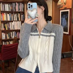 StyleCast Women Colourblocked Shirt Collar Front-Open Sweaters-image-118