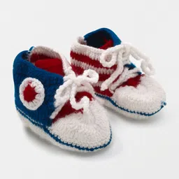 Mayra Knits Canvas Booties - White & Blue-picture-37