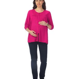 Kriti Three Fourth Sleeves Maternity Nursing Top - Red-image-10