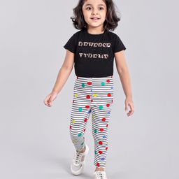Kookie Kids Full Length Striped Lounge Pant with Polka Dots - White Blue-image-62