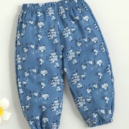 Kookie Kids Full Length Lounge Pants Floral Print - Blue-image-26