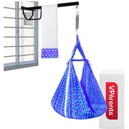 VParents Tot Baby Swing Cradle With Mosquito Net Spring and metal Window Cradle Hanger - Blue-13