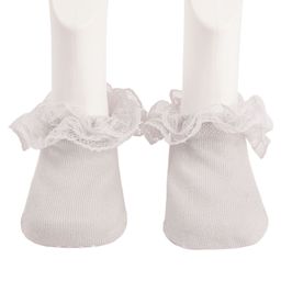 Yellow Bee Ankle Length Ruffle Pattern Anit Skid Socks - Light Grey-image-29