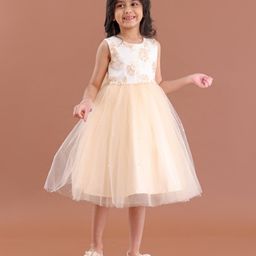 Mark & Mia Sleeveless Mid Calf Length Party Frock Bead Detailing - Beige-picture-12