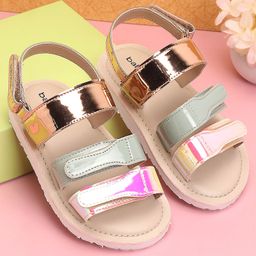 Babyoye Party Wear Sandals -Blue Golden Pink-image-52