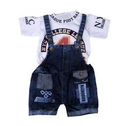 BAESD Infants Typography Printed Cotton Dungaree With T-Shirt-72