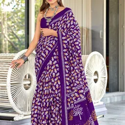 Anouk Floral Pure Cotton Ikat Saree-image-74