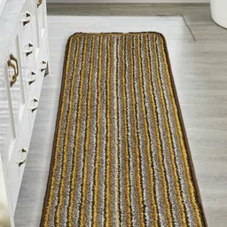 AaHo Decor Brown & Green Striped Anti-Slip Microfiber Floor Runner-29