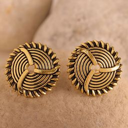 Voylla Gold-Plated Circular Shaped Studs-9