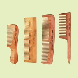 Willow Wellness Set Of 4 Neem Wooden Dual Tooth Comb-image-15