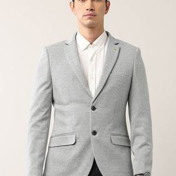 AD By Arvind Textured Tailored Fit Single-Breasted Formal Blazer-picture-31