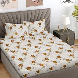 Myntra Elegant Homes Brown Printed 300 TC Pure Cotton King Bedsheet Set 2.50 m X 2.25 m-image-33