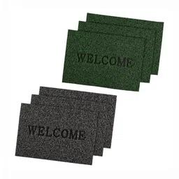 Aura 6-Pcs Grey & Green Textured Anti-Skid Doormats-25