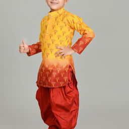 NFC CREATION Boys Floral Printed Regular Dupion Silk Kurta with Dhoti Pants image 5