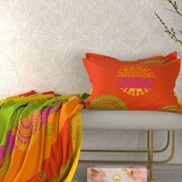 Pure Decor Yellow & Green Ethnic Motifs 330 TC Queen Bedsheet with 2 Pillow Covers-image-58