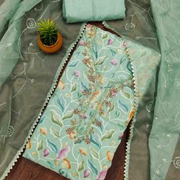KALINI Embroidered Organza Unstitched Dress Material-image-33