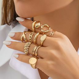 Jewels Galaxy Set Of 3 Gold Plated Midi Adjustable Finger Rings-53