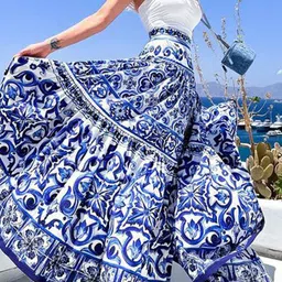 Routes by All About You Printed Flared Maxi Skirt-image-60