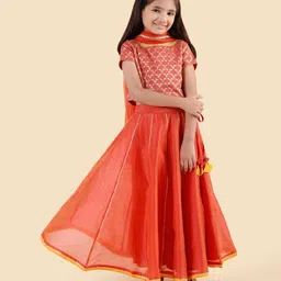 Fabindia Girls Cotton Silk Printed Ready to Wear Lehenga & Blouse With Dupatta-picture-9