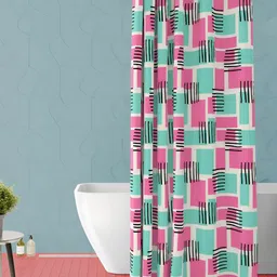 ArtzFolio Blue & Pink Geometric Printed Waterproof Shower Curtain-image-87