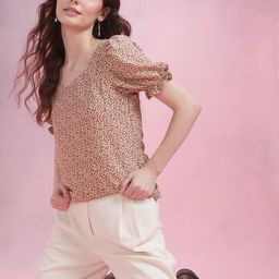 DressBerry Animal Print Sweetheart Neck Puff Sleeve Top-picture-11