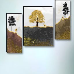 Myntra Elegant Homes White & Gold-Toned 3 Pieces Tree Floral & Botanical Wall Art-image-85