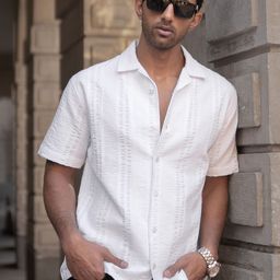 Powerlook Men Spread Collar Textured Casual Shirt-image-9