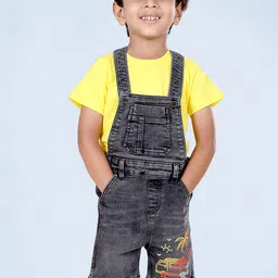 KiddoPanti Boys Printed Denim Dungaree-image-23