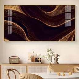THE NEXT DECOR Yellow & Brown Rhythm Wave Painted Wall Art-11