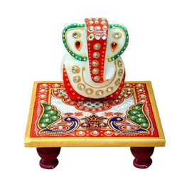 CRAFTAM Marble Ganesha Chowki Idol For Home Decor And Gift-image-38