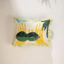 FREEDOM TREE Mustard & Green Abstract Rectangle Cushion Covers-55