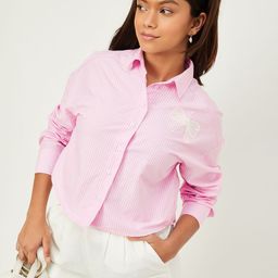 max Girls Striped Spread Collar Long Sleeves Casual Shirt-33