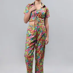 ETRAANA Printed Crop Top With Trousers & Jacket Co-Ords-picture-1