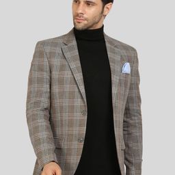 Givo Tailored Fit Checked Notch Collar Single-Breasted Formal Blazer-picture-17