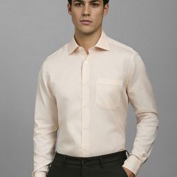 Louis Philippe Men Classic FitSpread Collar Textured Cotton Formal Shirt-image-59