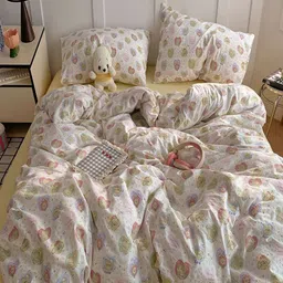 JC HOME Yellow & Brown Cartoon Characters Printed Double Extra Large Regular Bedding Set-image-79