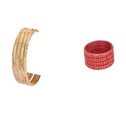 1ST TIME Set Of 8 Gold-Toned Alloy Artificial Stones & Beads Antique Bangles-picture-16