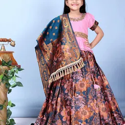 BAESD Girls Embroidered Sequinned Ready to Wear Lehenga & Blouse With Dupatta-image-81