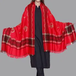 Tones-N-Shades Women Ethnic Motifs Embroidered Shawl-image-75