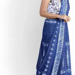 JALTHER Ethnic Motifs Linen Blend Block Print Saree image 3