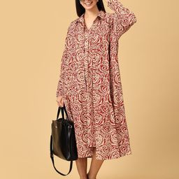 The Mom Store Ethnic Motifs Print Maternity A-Line Midi Dress-image-74