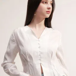 CHIC BY TOKYO TALKIES Women Pleated V-Neck Flared Sleeves Top-picture-41