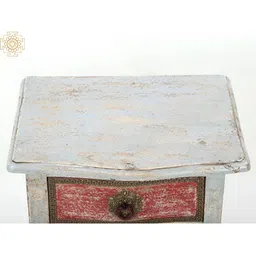 Exotic India Wooden Three Drawer Side Table with Brass Work-20