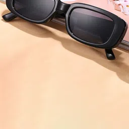 LEGEND EYEWEAR Unisex Black Lens & Black Square Sunglasses with-image-50