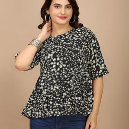 BAESD Floral Print Layered Crepe Peplum Top-96