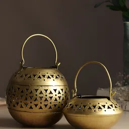HABERE INDIA Gold-Toned Set of 2 Candle Holder-picture-25